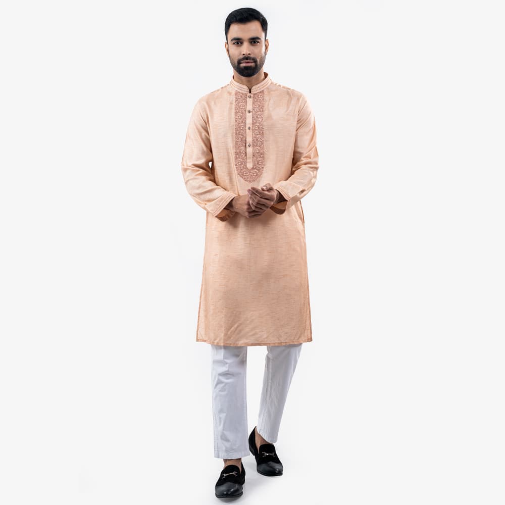 Lubnan Men’s Regular Fit Premium Dark Brown Color Panjabi - LubnanBD