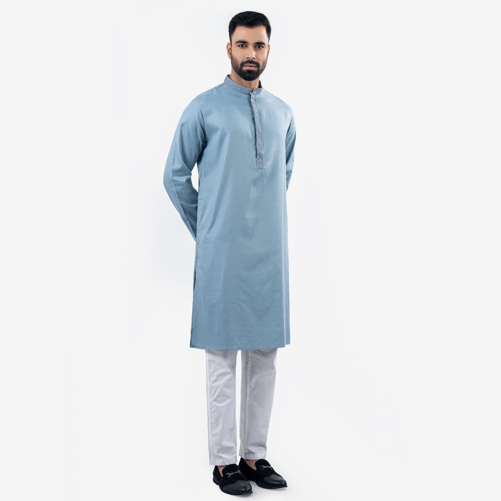 Lubnan Men’s Regular Fit Olive Color Panjabi - LubnanBD