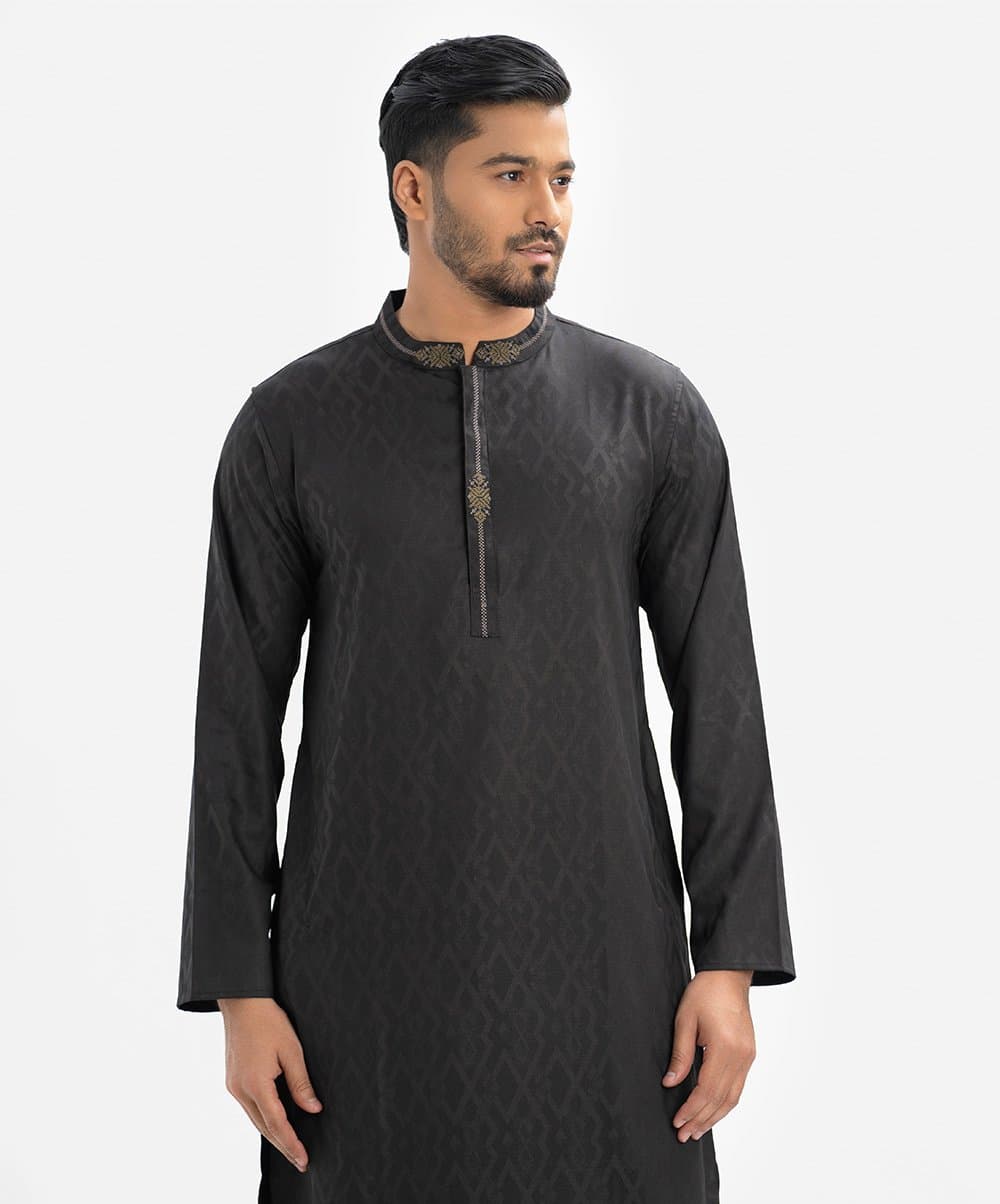 Brown Jacquard Slim Fitted Panjabi
